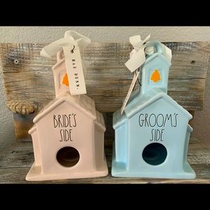 SET OF TWO Rae Dunn Grooms Brides side birdhouse
